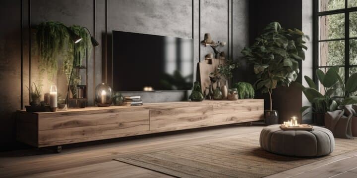 Floating wood cabinet styling