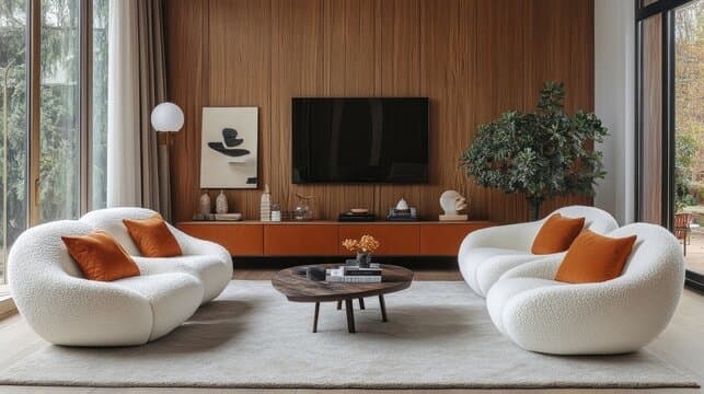Minimal TV wall with console