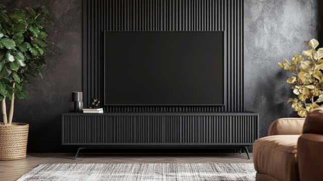 Minimal black ribbed wall unit